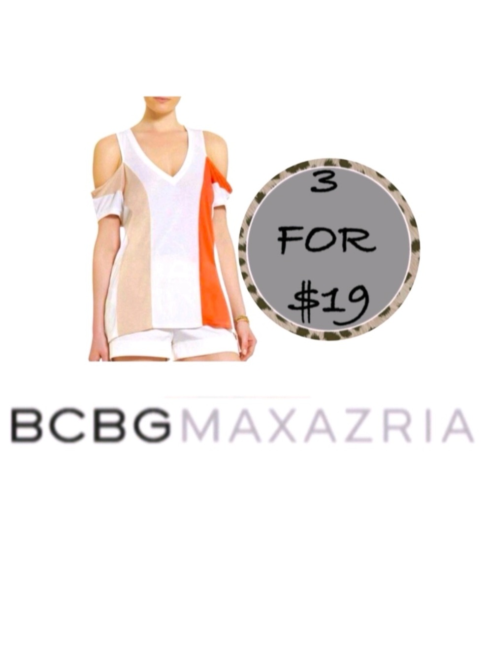 3/$19 BCBGMAXAZRIA PRESLEE cold shoulder tunic top blouse